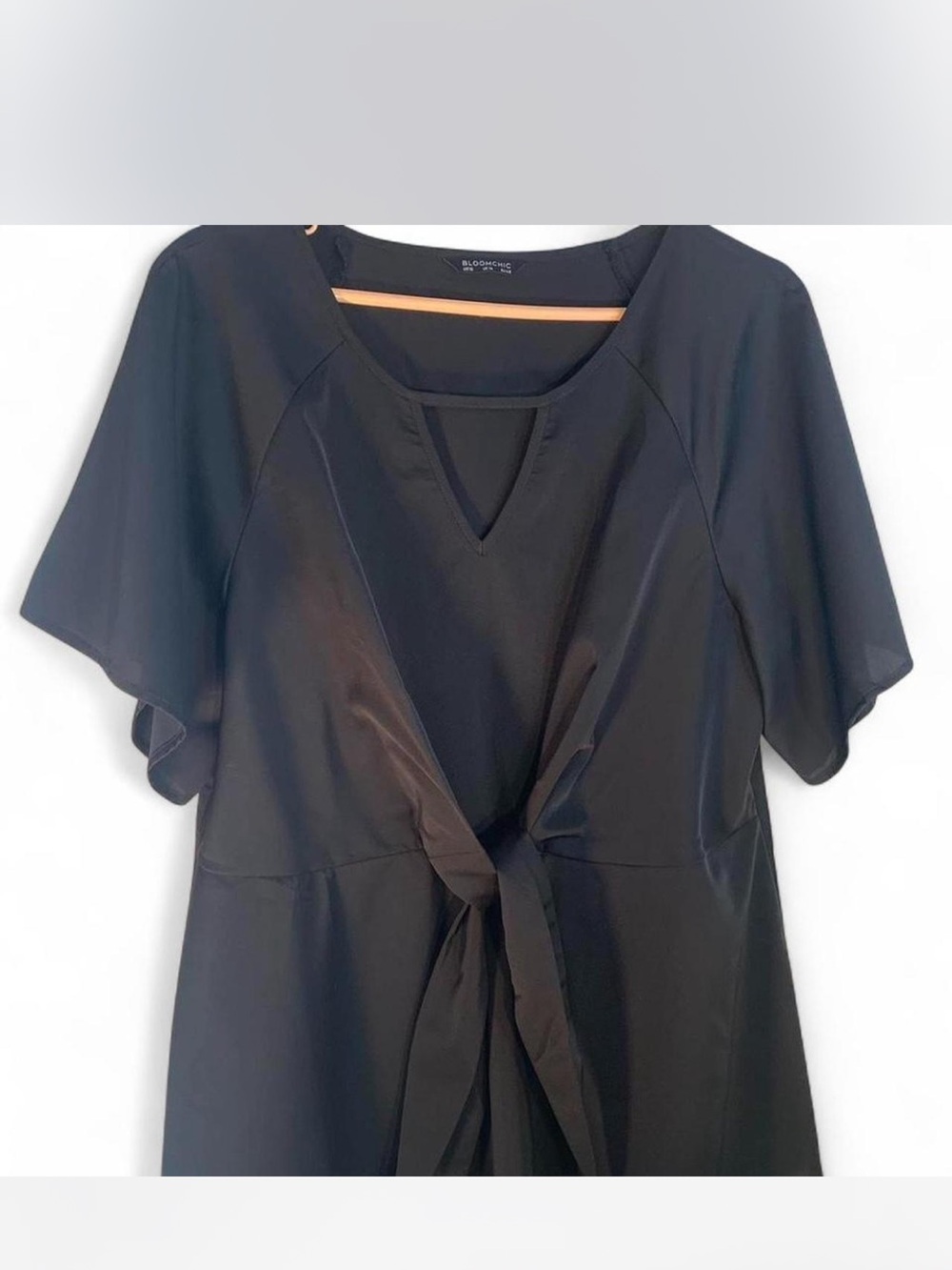 BloomChic Black Tie-Front Blouse